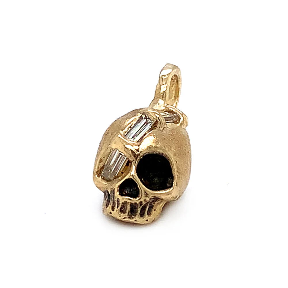 One-of-a-Kind Diamond & Yellow Gold Skull Pendant - "El Cráneo" - Image 4