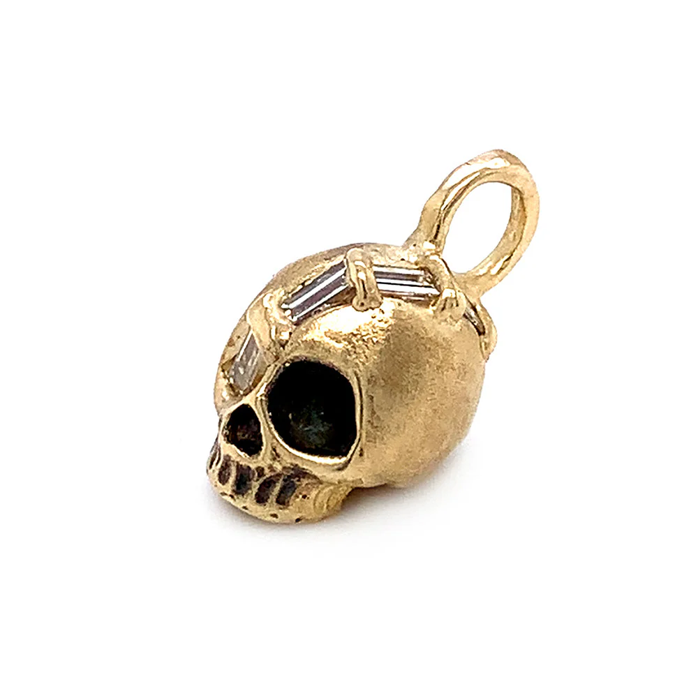 One-of-a-Kind Diamond & Yellow Gold Skull Pendant - "El Cráneo" - Image 5