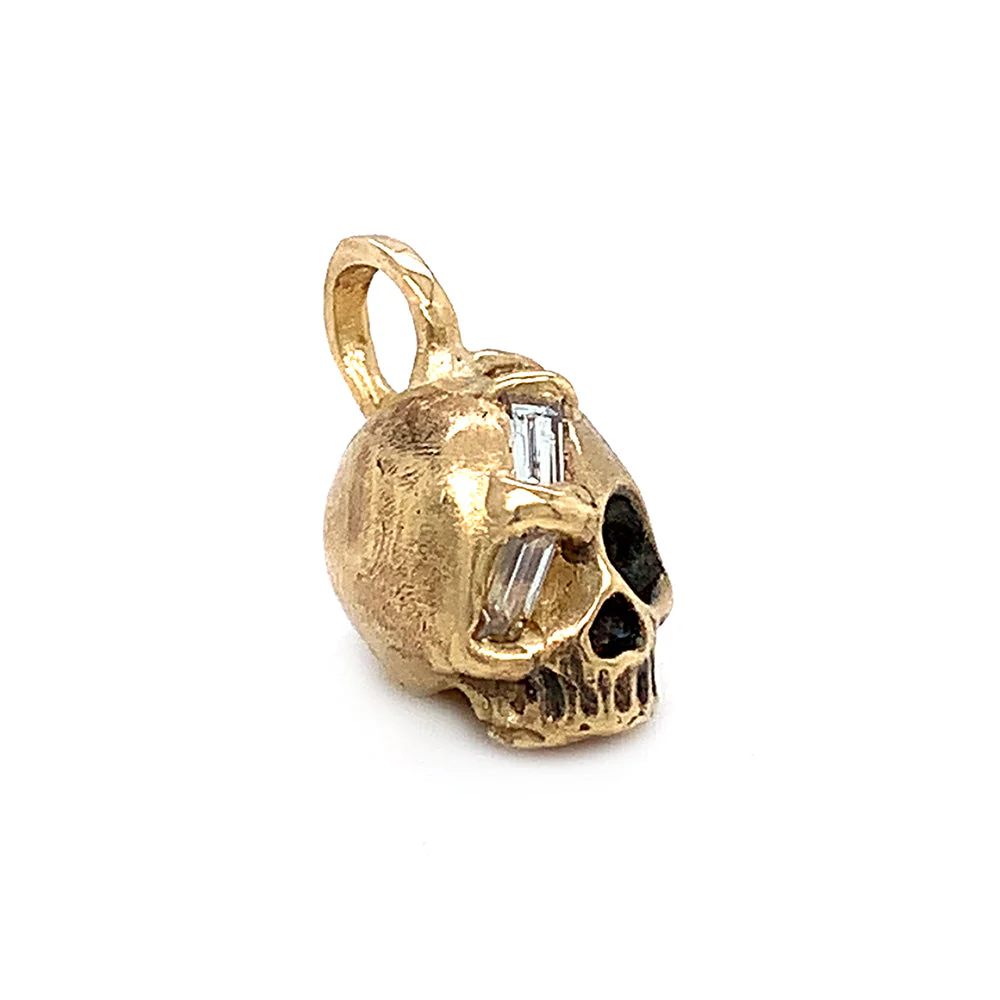 One-of-a-Kind Diamond & Yellow Gold Skull Pendant - "El Cráneo" - Image 6