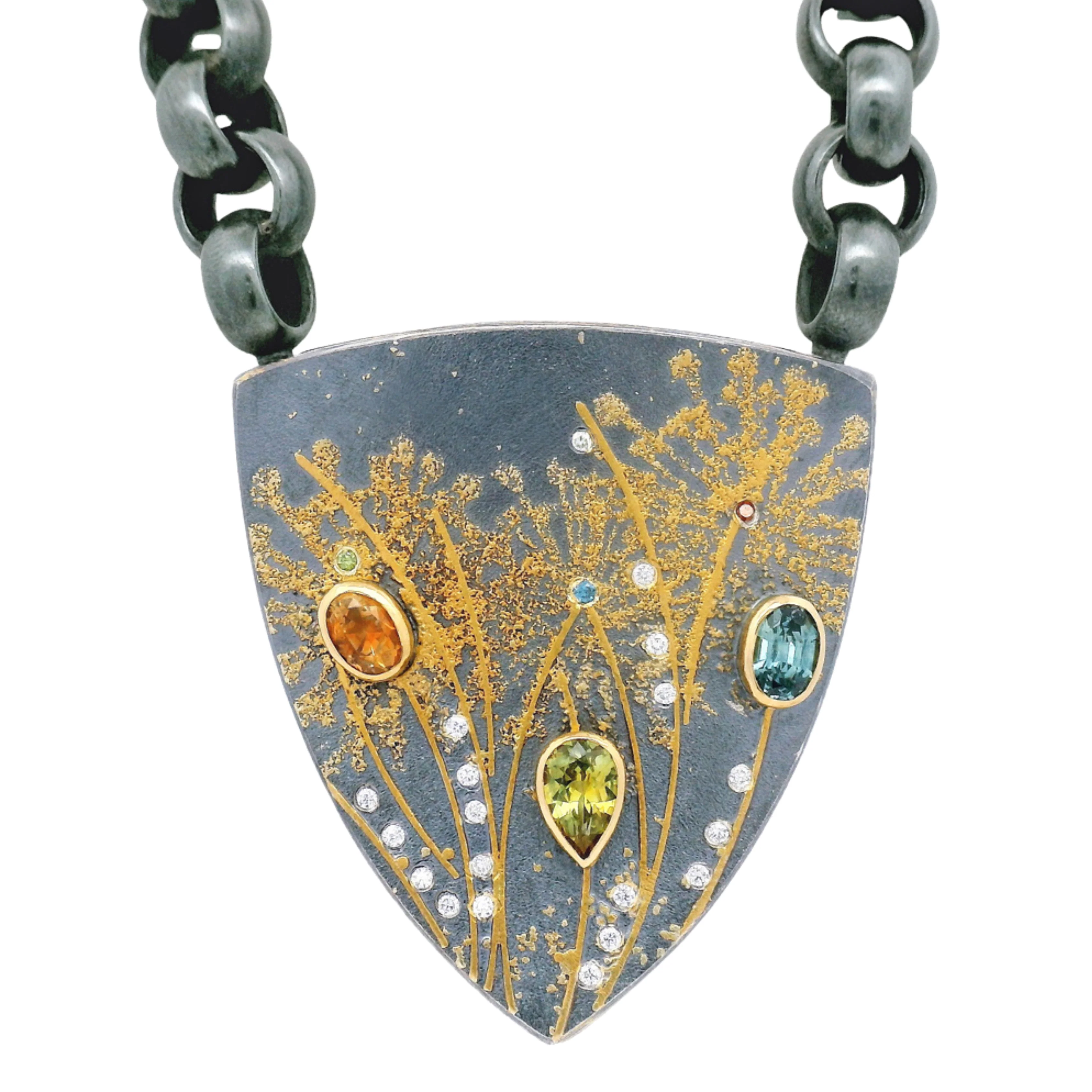 One-of-a-Kind Montana Sapphire, Sterling Silver & Gold Vario Pendant - "Freyja" - Image 5