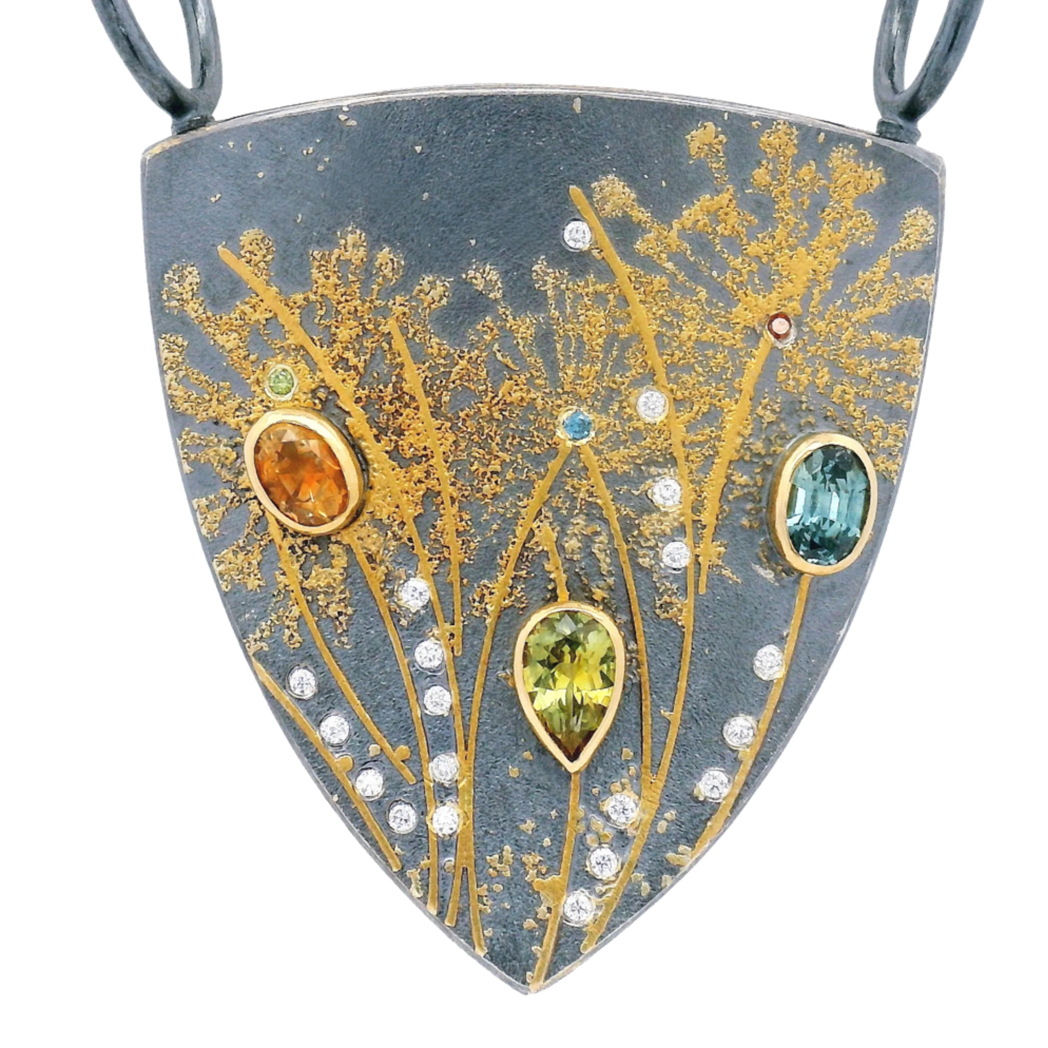 One-of-a-Kind Montana Sapphire, Sterling Silver & Gold Vario Pendant - "Freyja" - Image 6