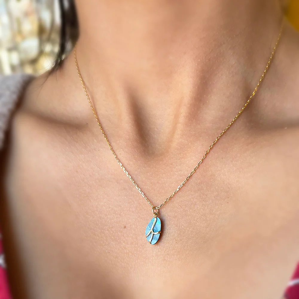 One-of-a-Kind Opal & Yellow Gold Necklace - "Butterfly" - Image 2