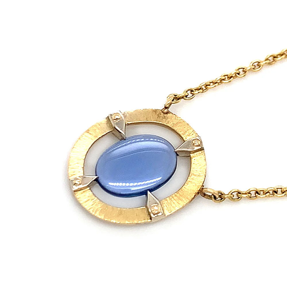 One-of-a-Kind Yogo Sapphire Two Tone Gold Necklace - "Floating Majesty" - Image 6