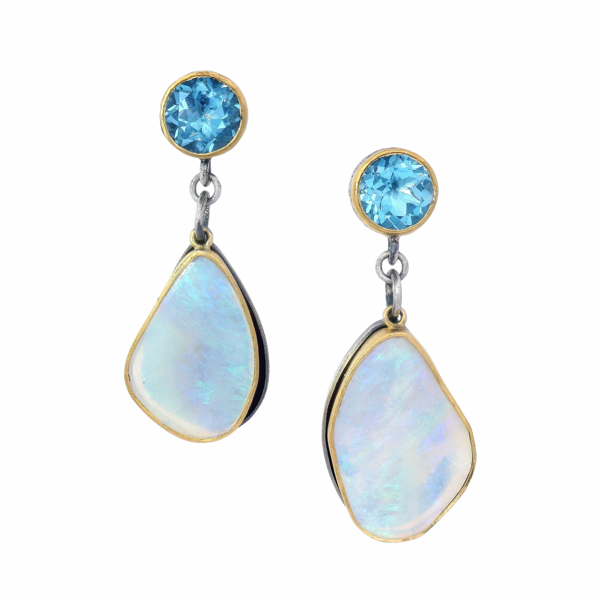 Blue Topaz Opal Dangle Earrings