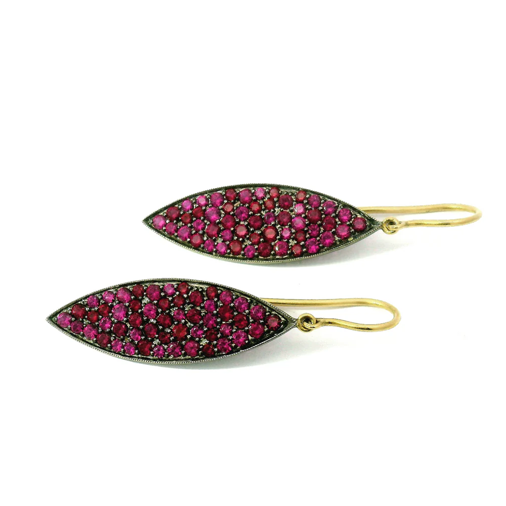 Pavé Ruby and Black Rhodium Earrings - "Ruby Disco" - Image 2