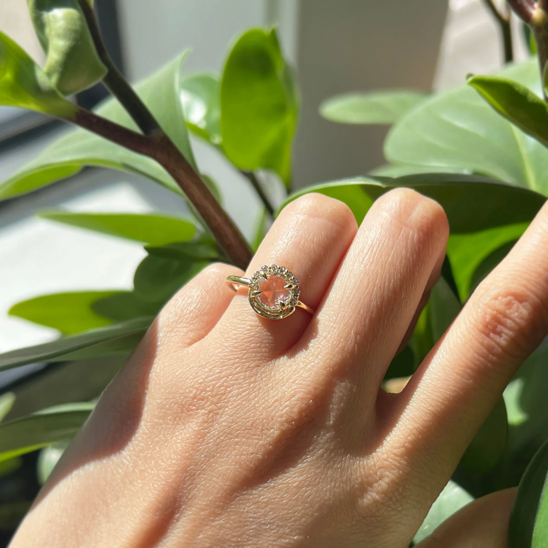 Rosecut Diamond & Yellow Gold Engagement Ring - "Renoir" - Image 6