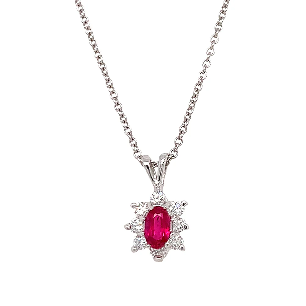 Ruby & Diamond Halo Pendant - "Ruby in White" - Image 2