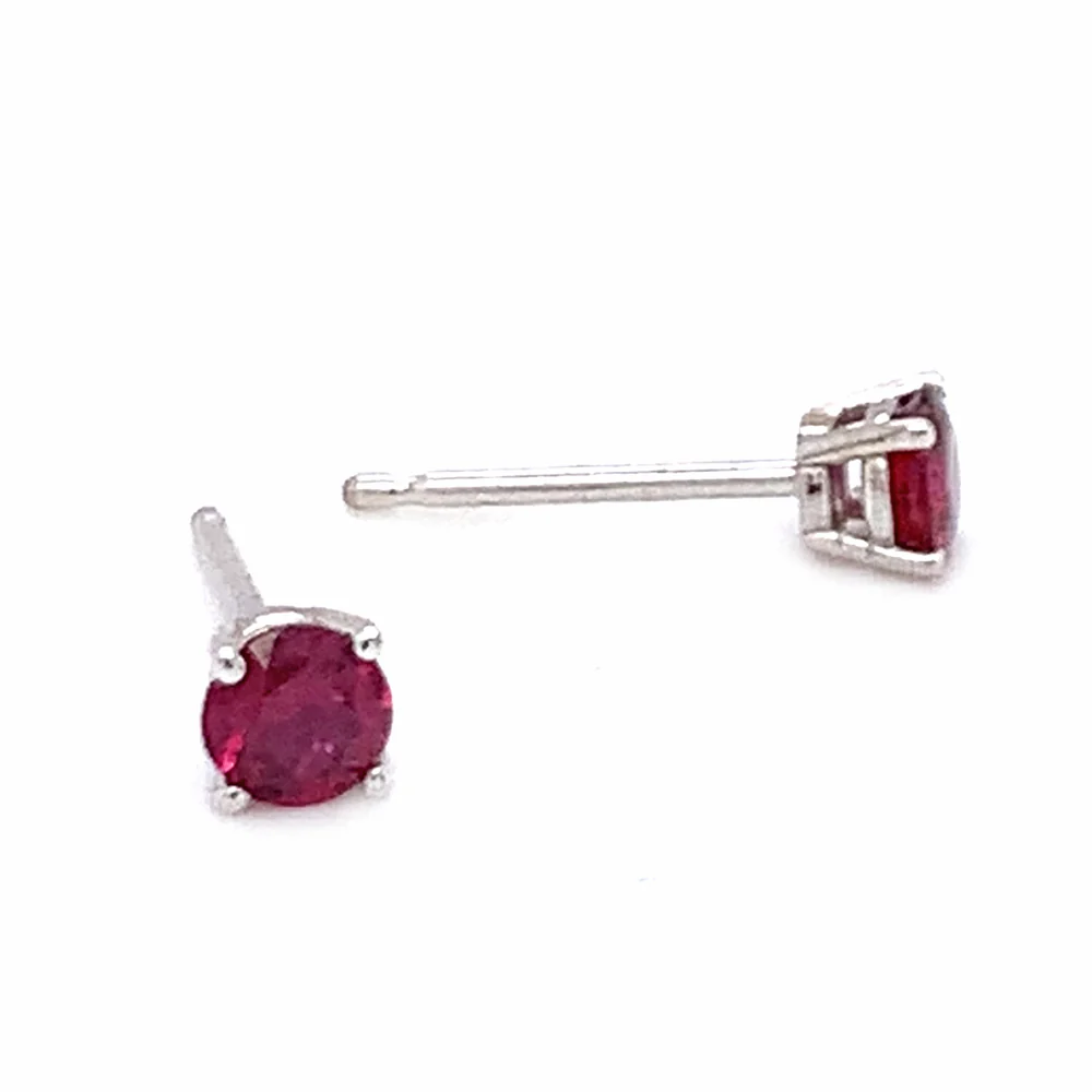 Ruby & White Gold Stud Earrings - Image 2