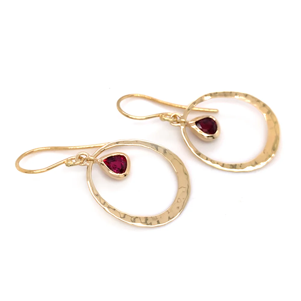 Ruby & Yellow Gold Earrings - "Ruby Glow" - Image 2