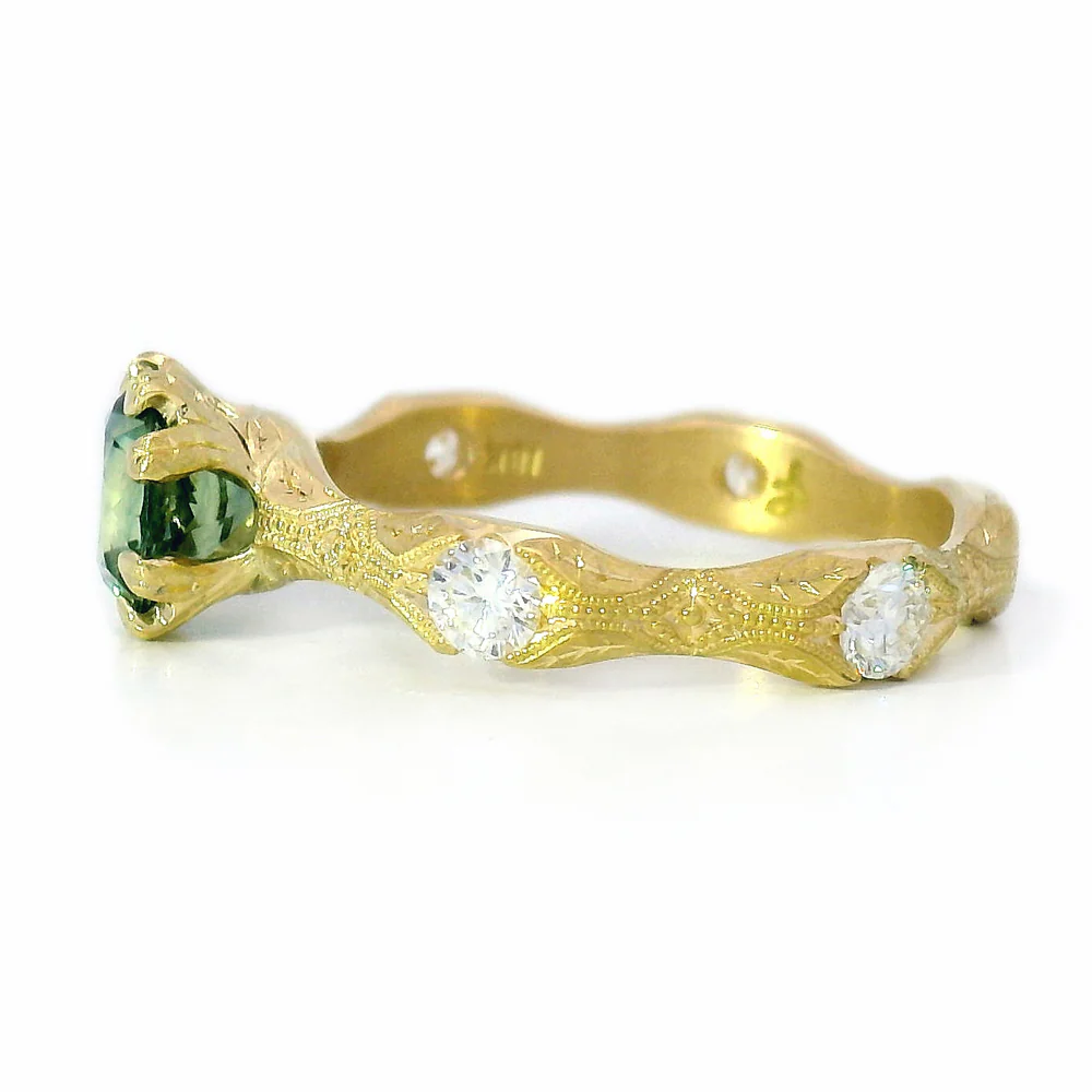 Montana Sapphire & Diamond Yellow Gold Ring - "Nectere" - Image 3