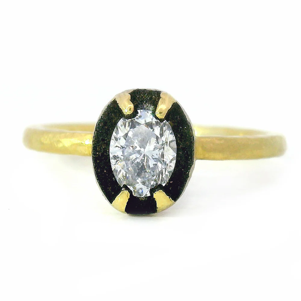 Gold Oval Solitaire Diamond Ring