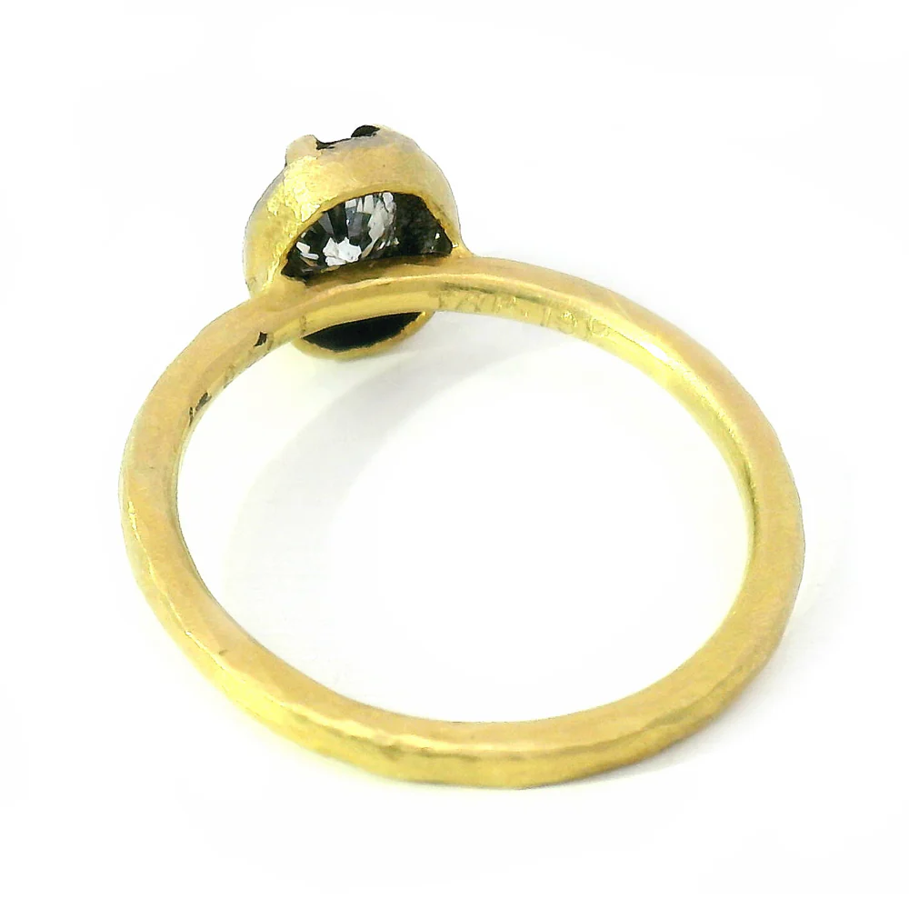 Gold Oval Solitaire Diamond Ring - Image 2