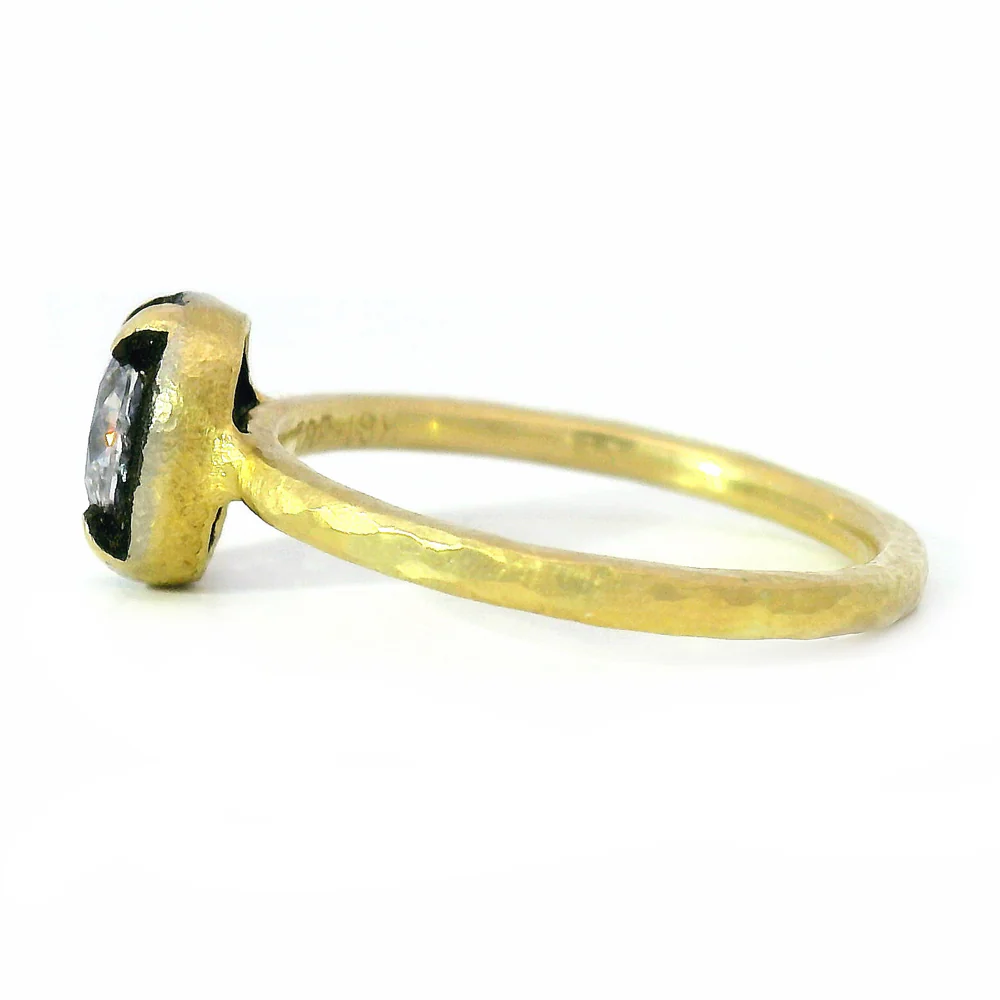 Gold Oval Solitaire Diamond Ring - Image 3