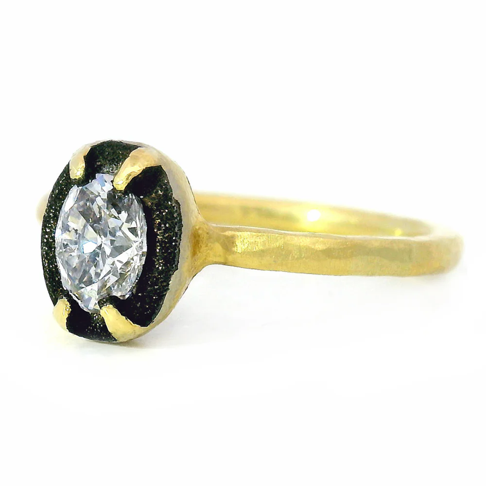 Gold Oval Solitaire Diamond Ring - Image 4