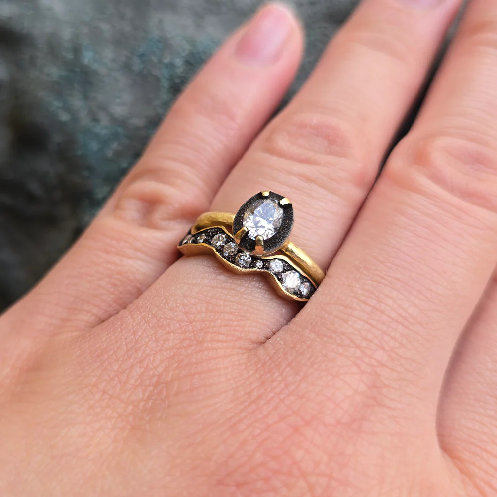 Gold Oval Solitaire Diamond Ring - Image 7