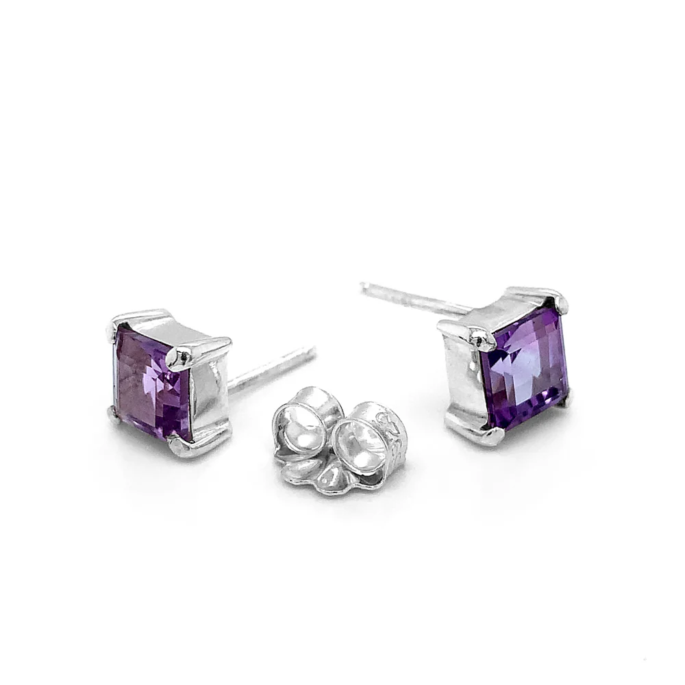Sterling Silver Amethyst Studs- "Looking Glass" - Image 2