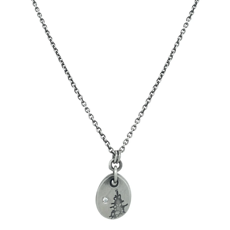 Sterling Silver and White Diamond Necklace - "Winter Nights" - Image 3