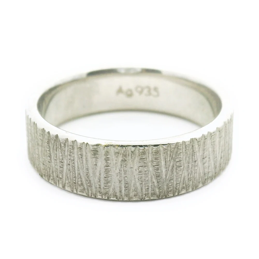 Sterling Silver Band - "Tree Bark"
