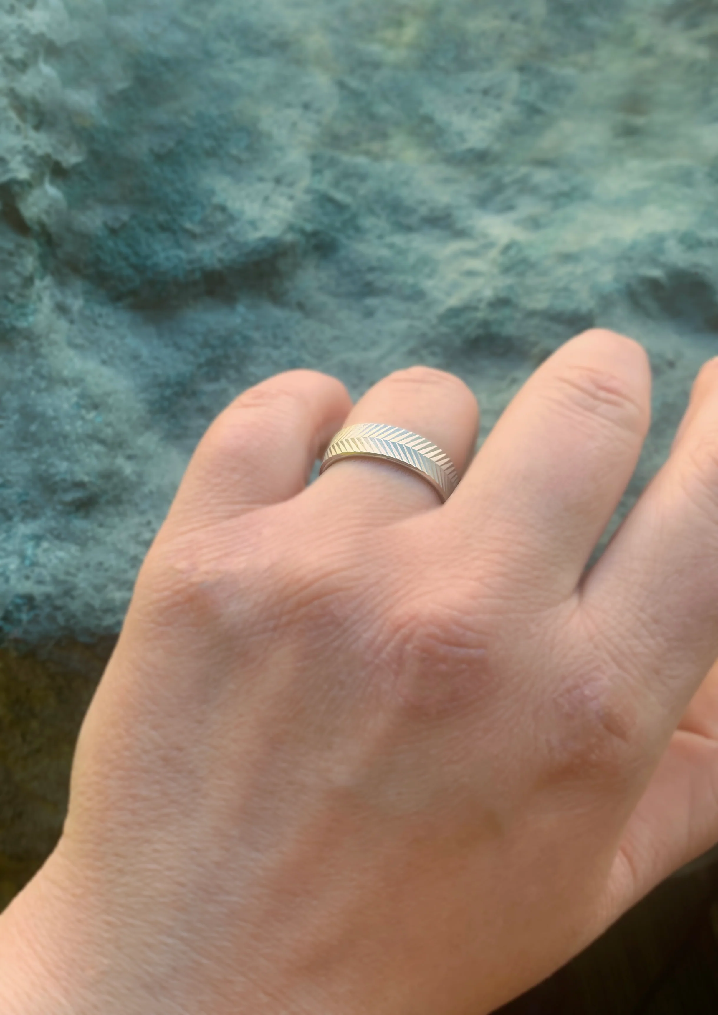 Sterling Silver Band - "Tree Bark" - Image 3