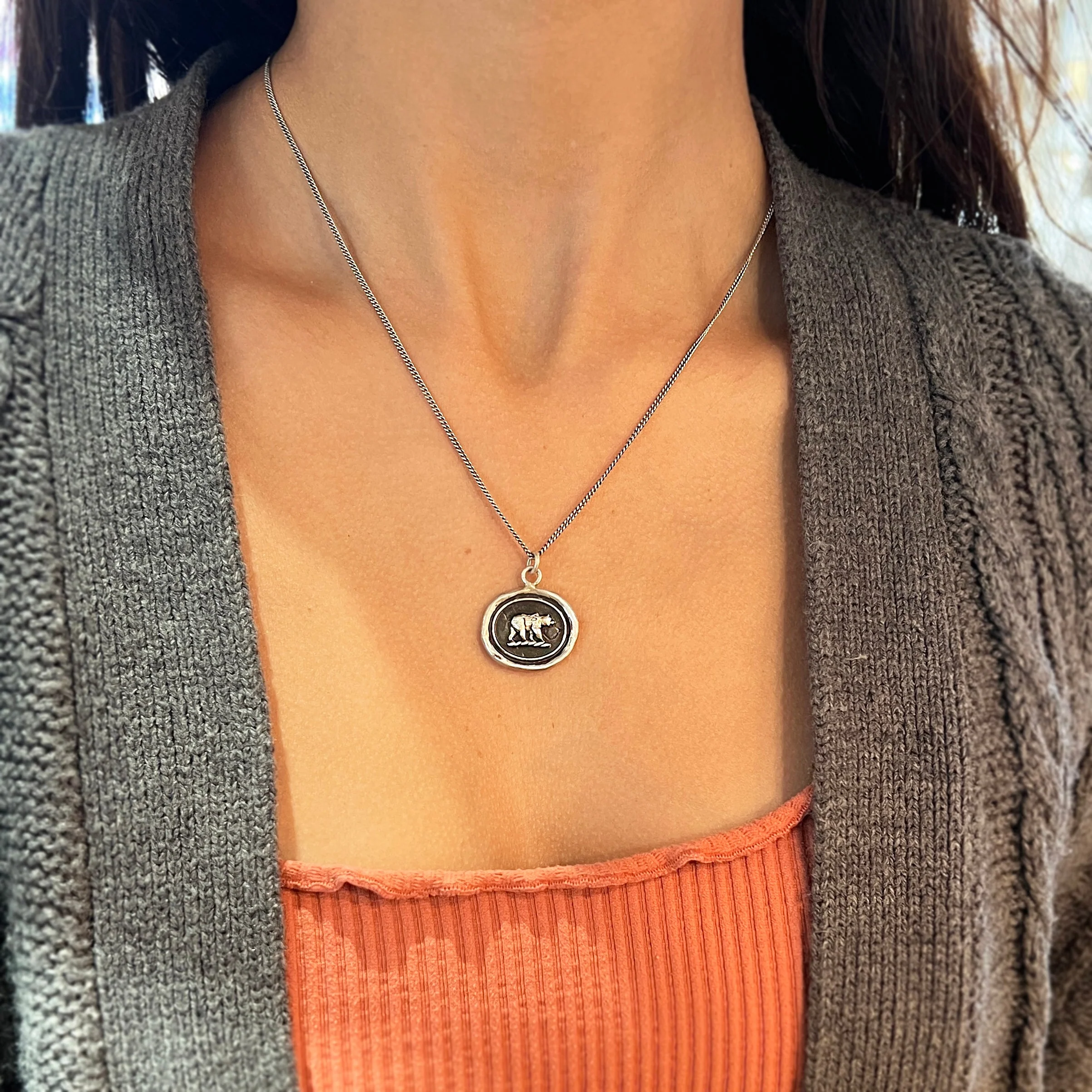 Sterling Silver Bear Talisman Necklace - "Mother Bear" - Image 3
