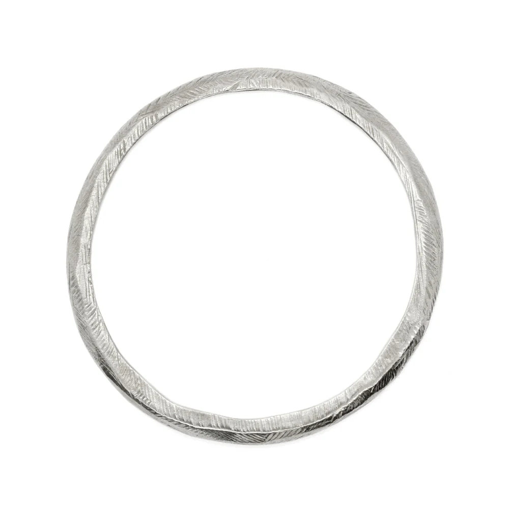 Sterling Silver Carved Bangle - "Reyes" - Image 3