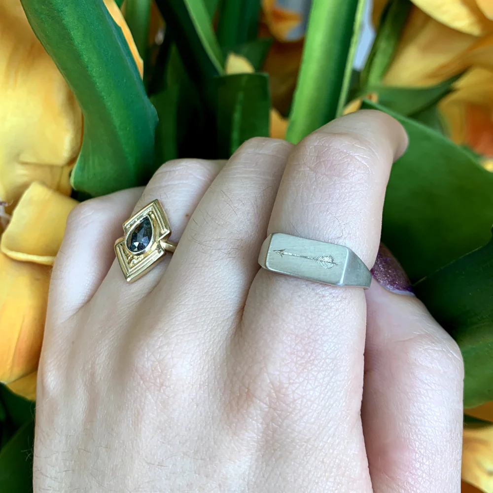 Sterling Silver Choose Your Weapon Signet Ring - "Arrow" - Image 5