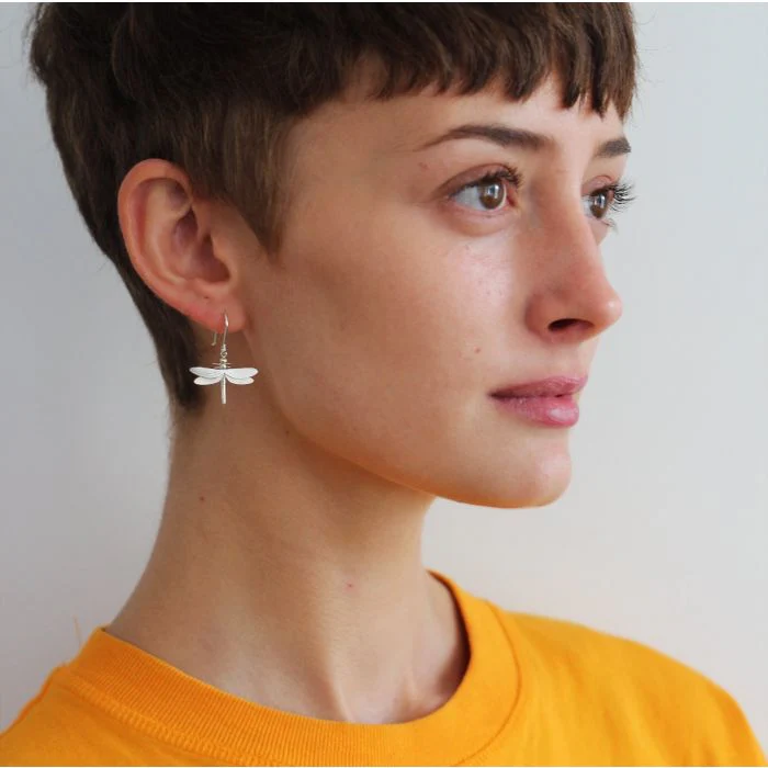 Sterling Silver Hook Earrings - "Dragonfly" - Image 3