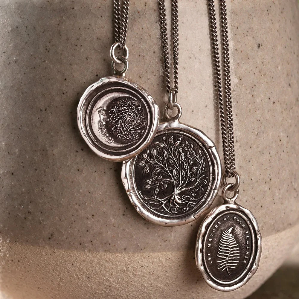 Sterling Silver Moon & Galaxy Talisman Necklace - "Trust the Universe" - Image 3