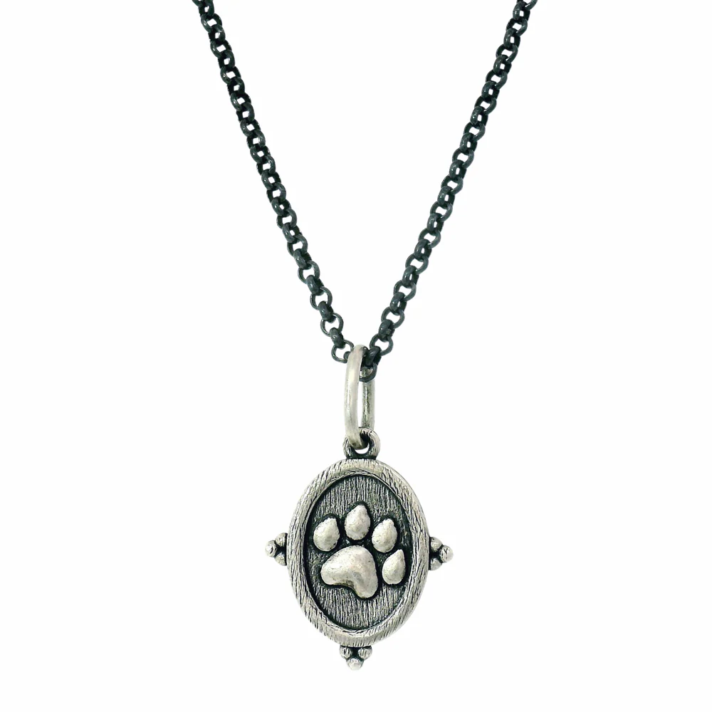 Sterling Silver Paw Print Charm Pendant - "Amor" - Image 3