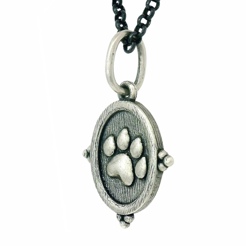 Sterling Silver Paw Print Charm Pendant - "Amor" - Image 4