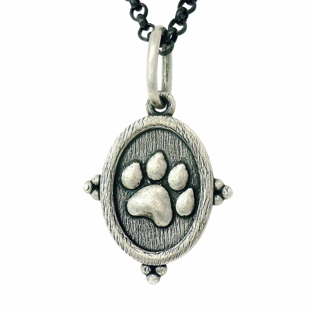 Sterling Silver Paw Print Charm Pendant - "Amor" - Image 5