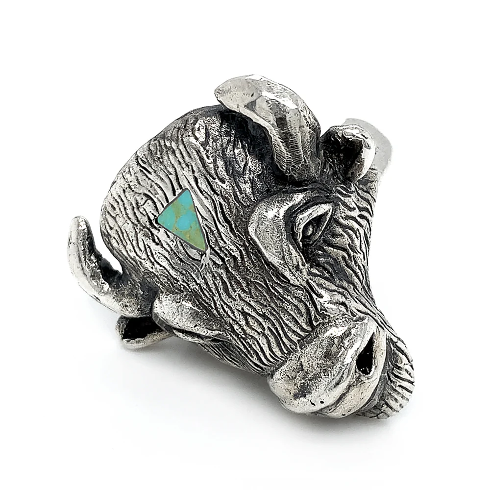 Sterling Silver & Turquoise Statement Ring - "Bison" - Image 2