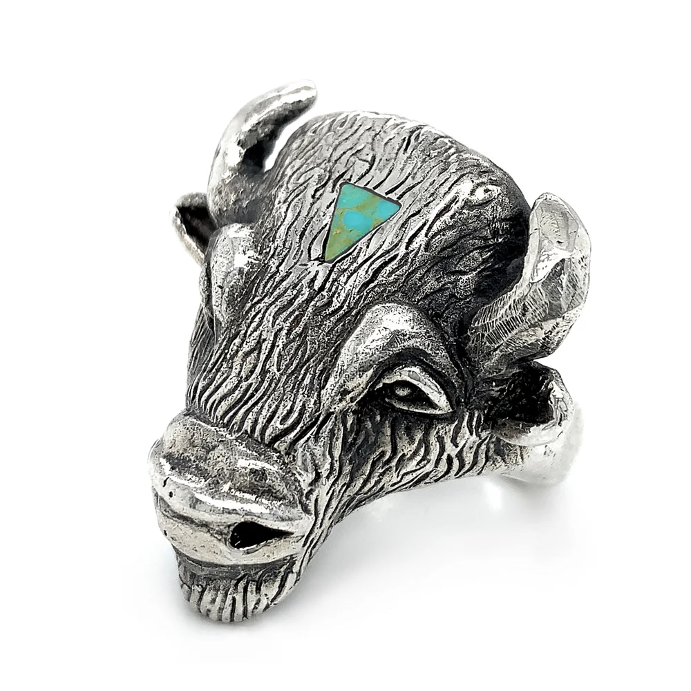 Sterling Silver & Turquoise Statement Ring - "Bison" - Image 3