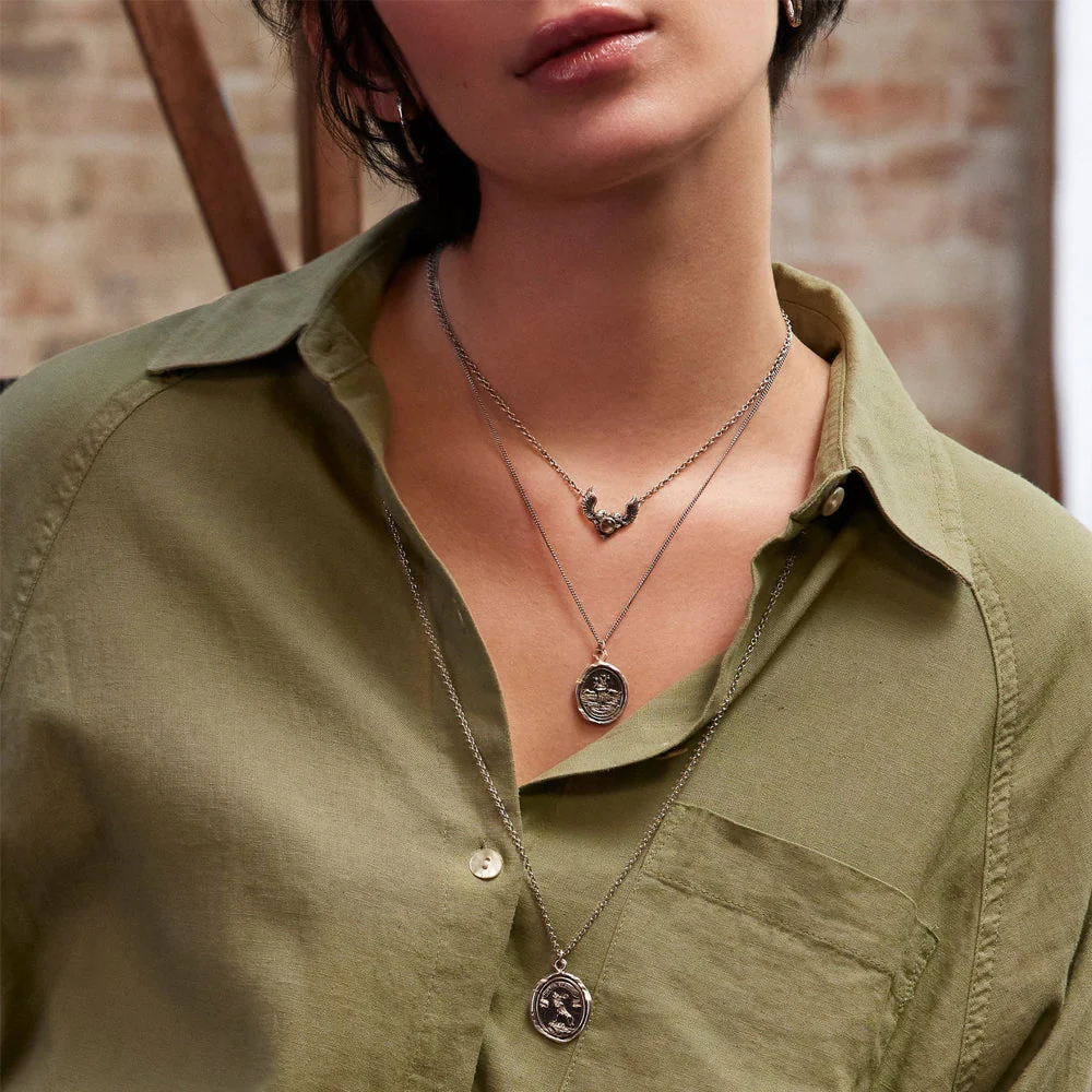Sterling Silver Wolf & Moon Talisman Necklace - "Struggle and Emerge" - Image 4