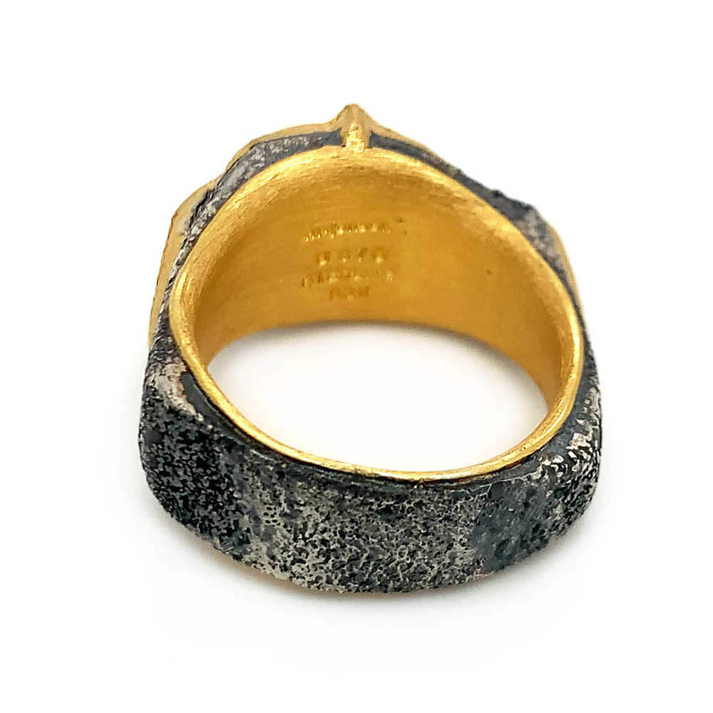 Sterling Silver & Yellow Gold Elk Ivory Ring - "Forest King" - Image 6