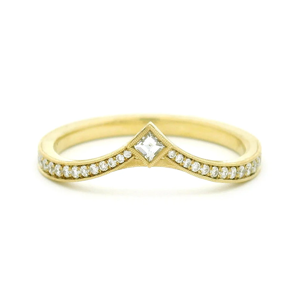 Diamond Contour Wedding Band - "Twyla"