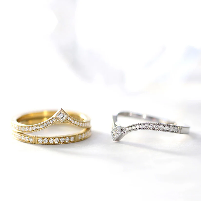Diamond Contour Wedding Band - "Twyla" - Image 2
