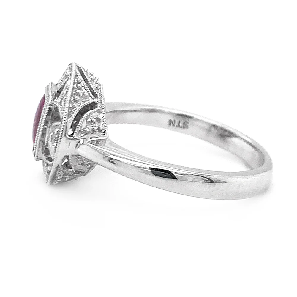 White Gold Diamond and Rhodolite Ring - Image 5