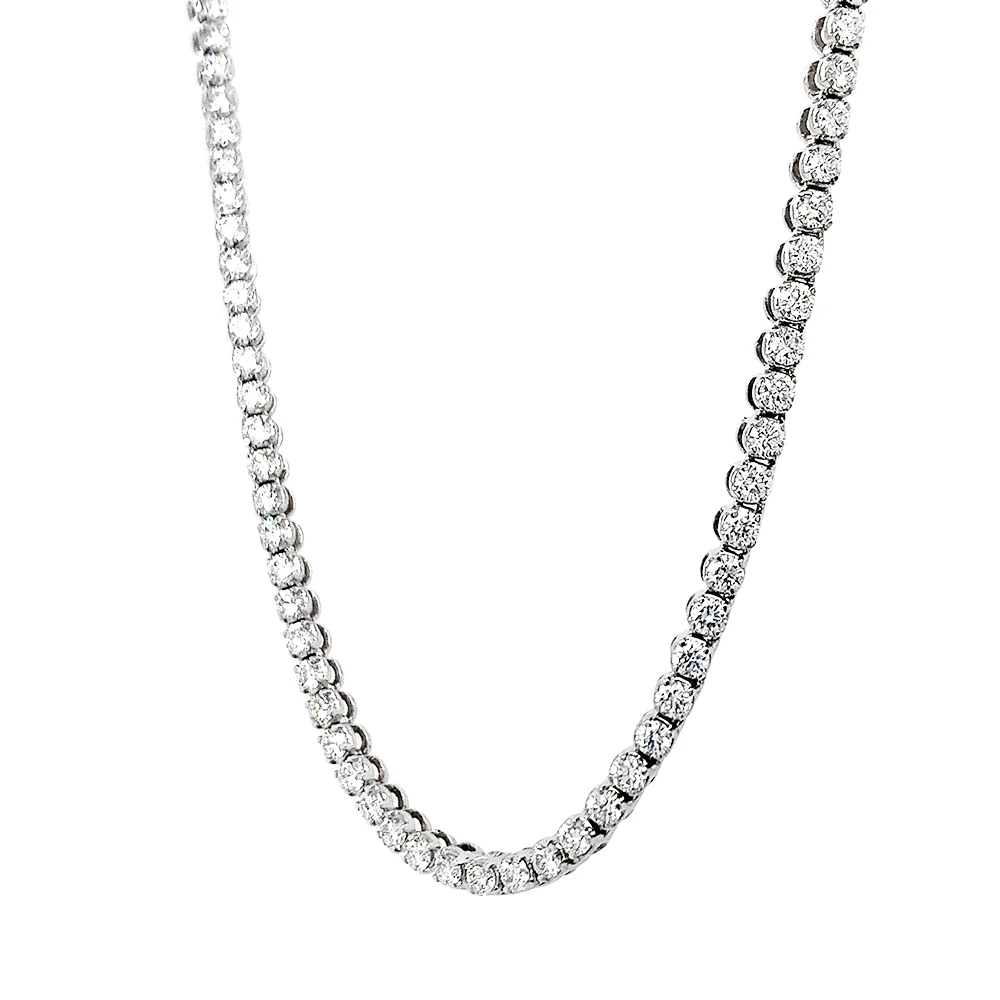 White Gold Diamond Tennis Necklace - "Cascade of Diamonds" - Image 2