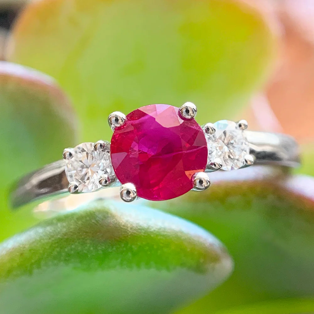 White Gold Ruby and Diamond Ring - "Ruby in White" - Image 2