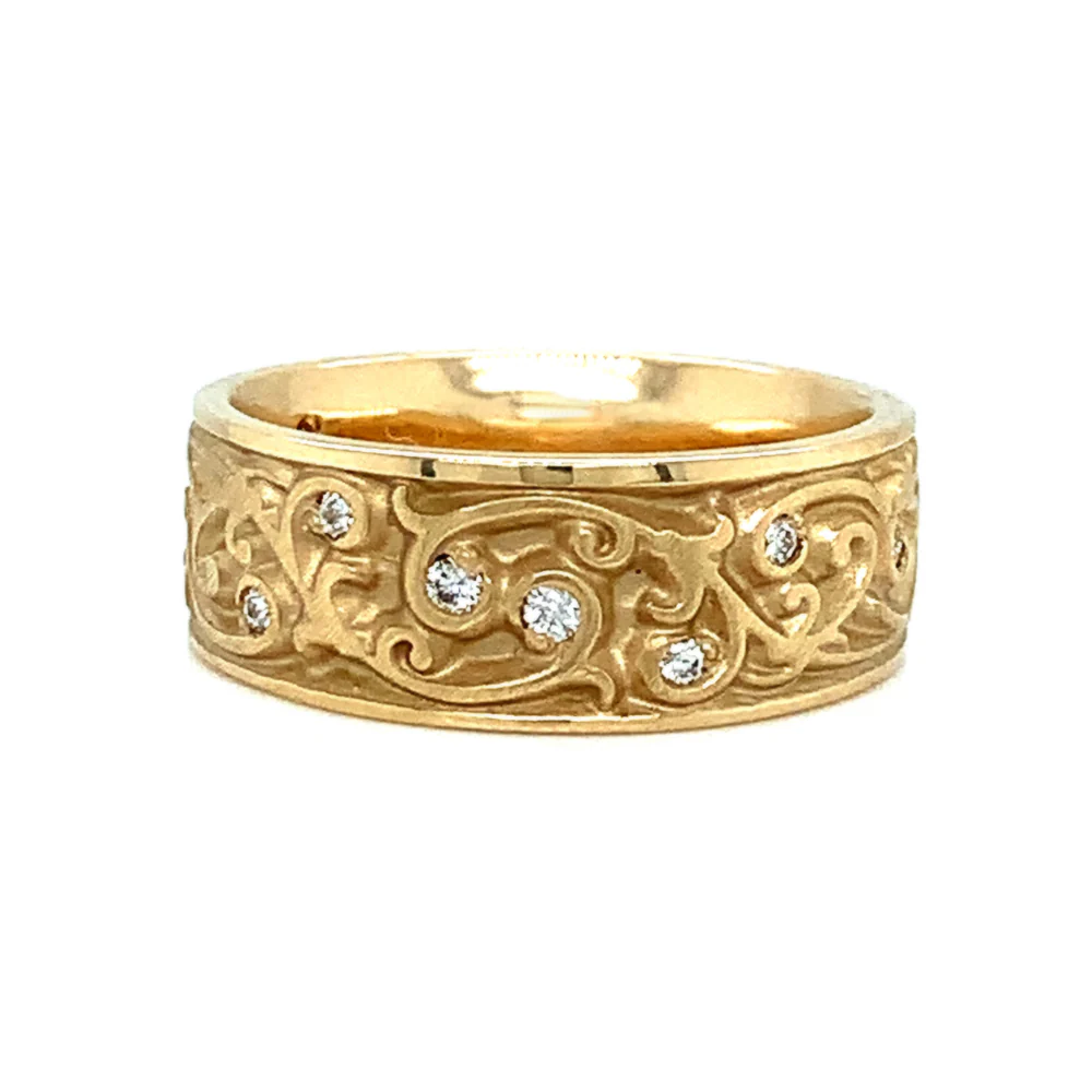Yellow Gold & Diamond Ring - "Garden Gate" - Image 3