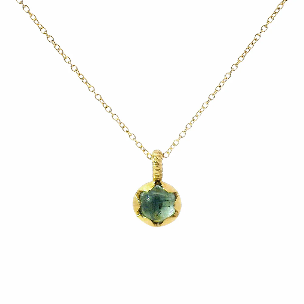 Yellow Gold and Green Montana Sapphire Necklace - "Hidden Star"