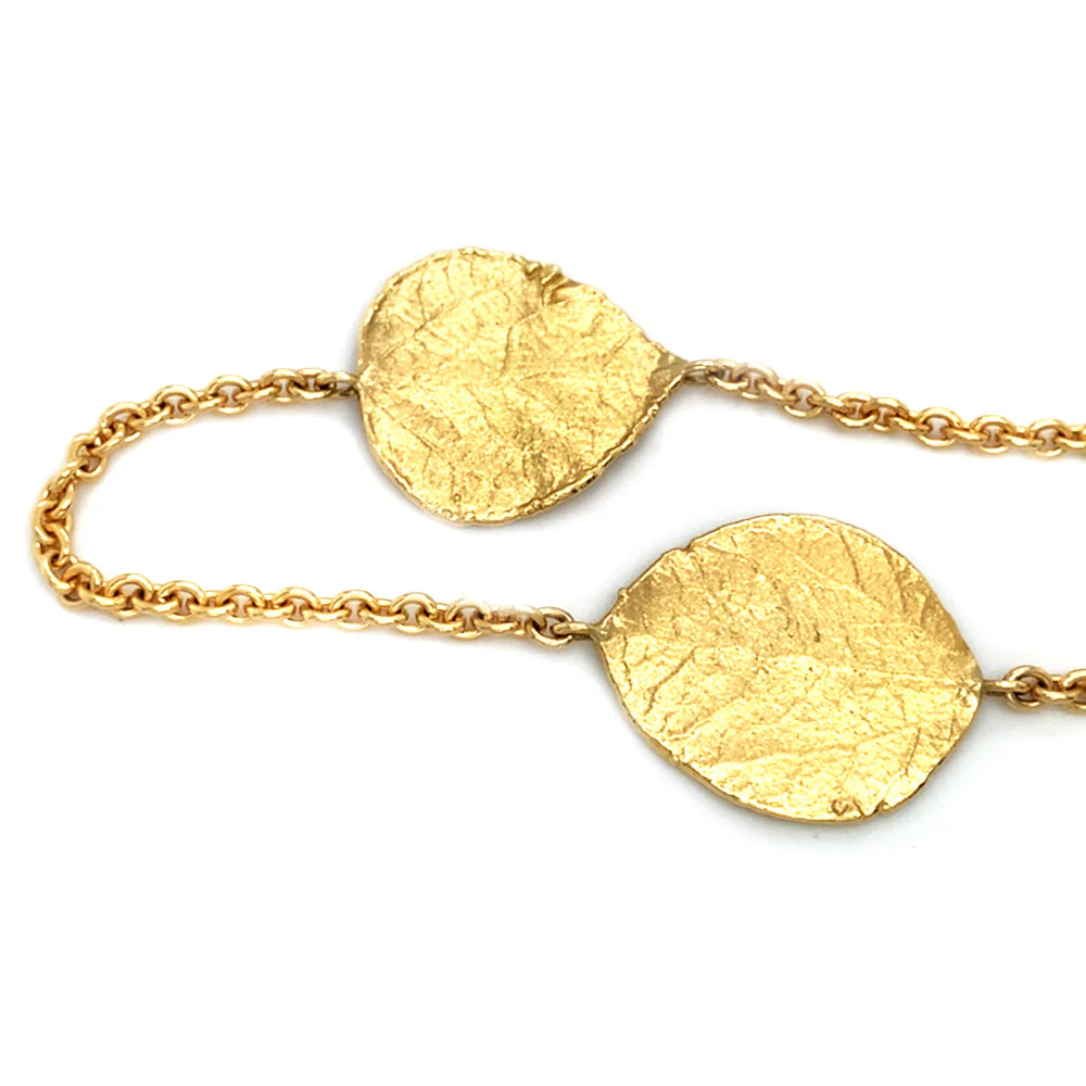Yellow Gold Aspen Leaves Station Necklace - "Forest of Gold" - Image 3