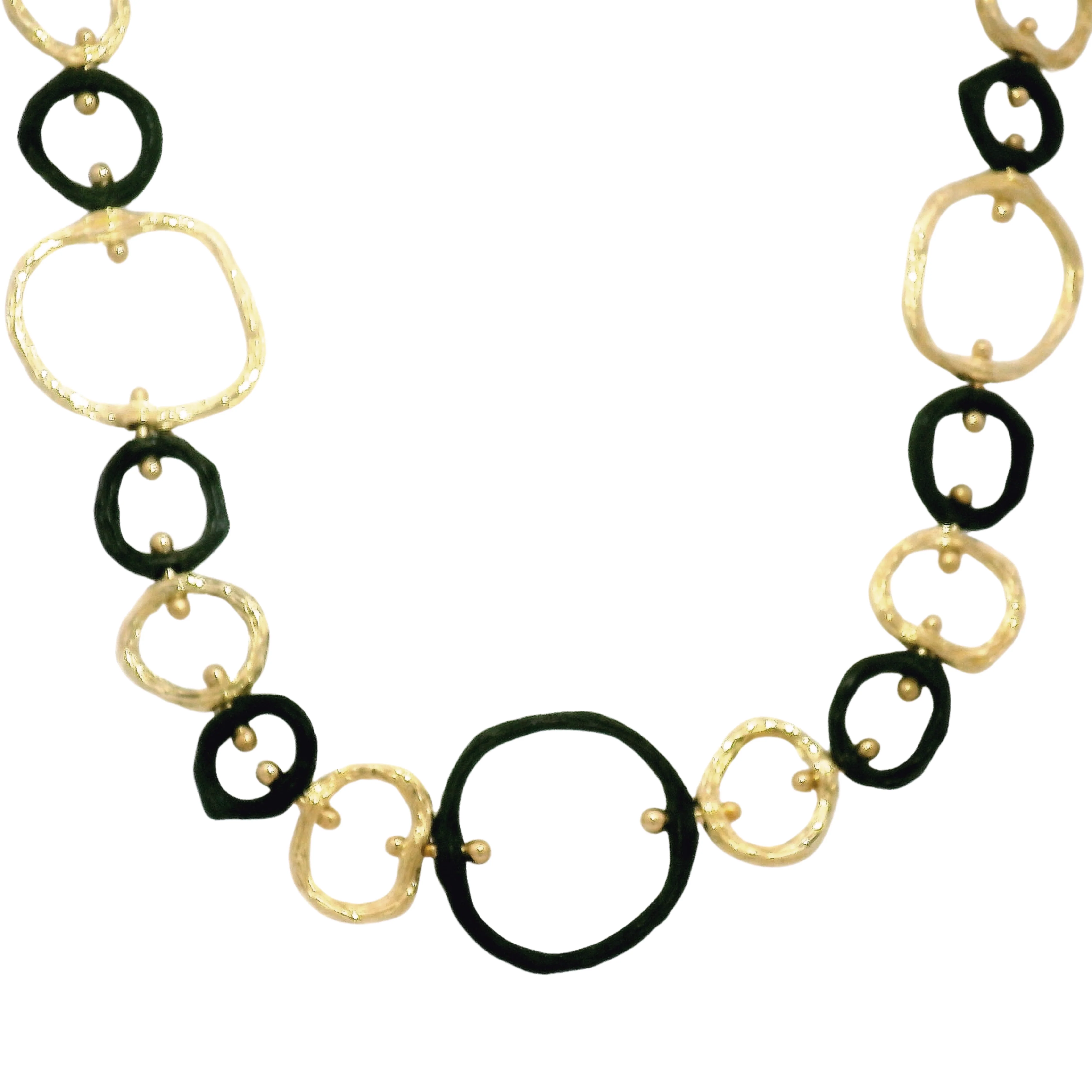 Yellow Gold & Cobalt Chrome Necklace - "Large Link Pebble"