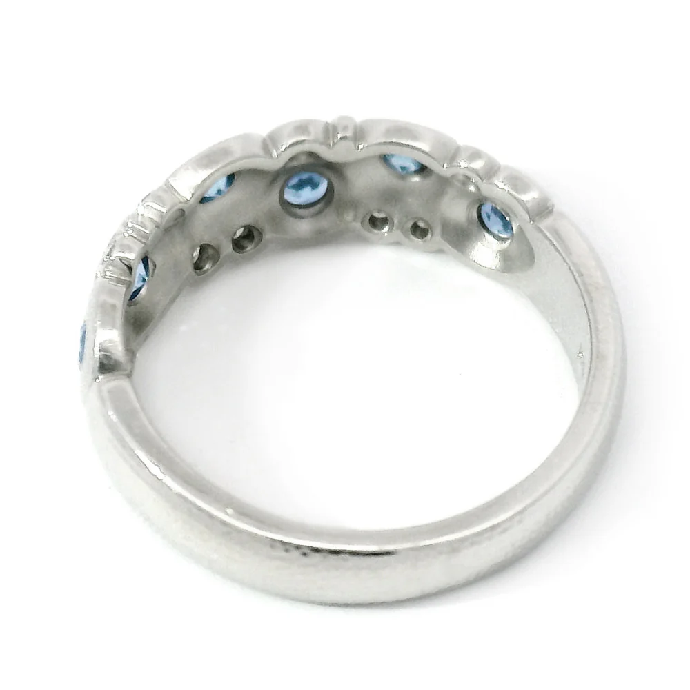 Yogo Sapphire & Diamond Platinum Domed Ring - "Candy" - Image 5