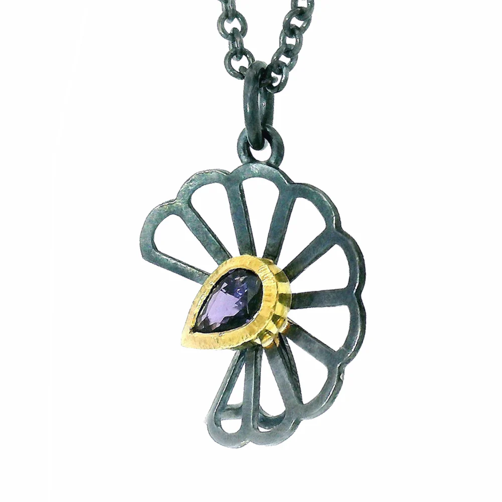 Yogo Sapphire Origami Necklace - "Petite Cloud Fold" - Image 3