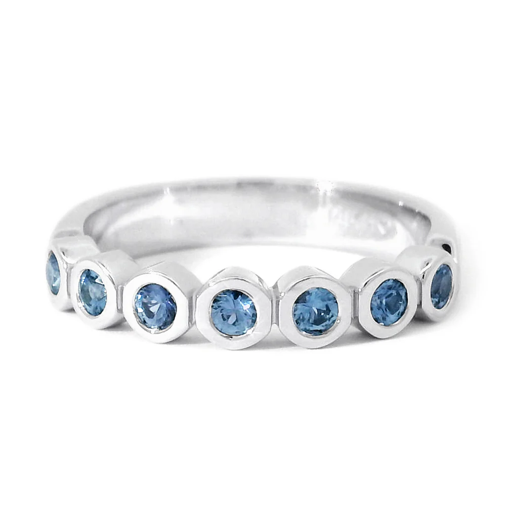 Yogo Sapphire & White Gold Band - "Sweet Home Montana"
