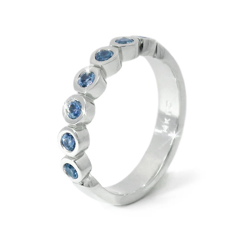 Yogo Sapphire & White Gold Band - "Sweet Home Montana" - Image 4